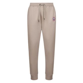 Canada Goose Sweatpants, male, Beige, XS, Ribbed Waistband Cotton Trousers Beige