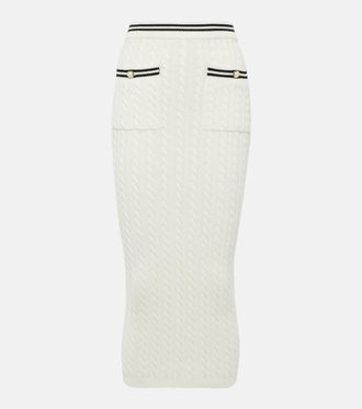 スカート Alessandra Rich Ribbed Stretch Wool And Cashmere Midi Skirt Alessandra Rich Ribbed Stretch Wool And Cashmere Midi Skirt