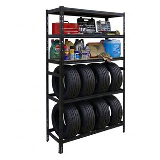 Relaxdays Relaxdays Estanter&iacute;a Para 8 Neum&aacute;ticos, 210&times;110&times;40 Cm (al&times;an&times;f), 750 Kg, Acero, Montaje Sin Tornillos, Taller, Negro
