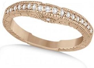 Allurez Antique Style Art Deco Diamond Wedding Band 14K Rose Gold (0.20ct)