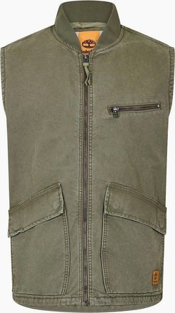 Timberland Mens Wash Patterned Band Collar Gilet - Green - Size: 40/Regular