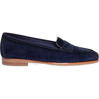 Santoni Womens suede Carla loafer in Blue at Nordstrom, Size 8.5
