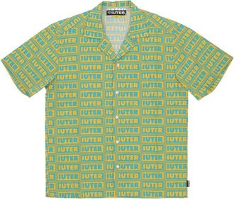 Iuter Korte Mouw Paneelshirt in Kanarie - Heren - Korte mouwen Overhemden - Veelkleurig - S - Katoen - Overhemden