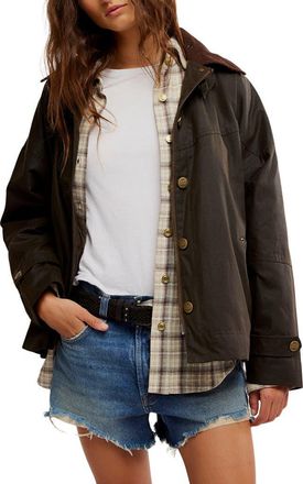 Free People Cori Waxed Cotton Jacket in Olive at Nordstrom, Size X-Small