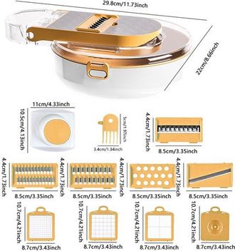 OEM Picadora Verduras 10 1, Cortadora Verduras Acero Inoxidable Recipiente, Rebanadora Picadora Picadora Cebollas Alimentos Restaurantes (naranja)