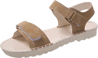 Generic Women Flat Sandals Solid Color Espadrille Sandals Casual Strap Sandal Fashion Suede Sandal Hand-Stiched Walking Shoes Non Slip Work Shoes Slingback Bu