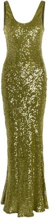 Galvan Moonlight Valletta Sequin-embellished Chiffon Gown - Green - 34 (UK6 / XS)