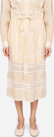 Sea New York Pippa Solid Midi Skirt In Cream