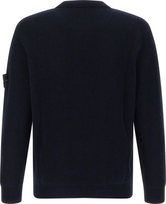 Stone Island Ribbed Cotton Sweater - Navy