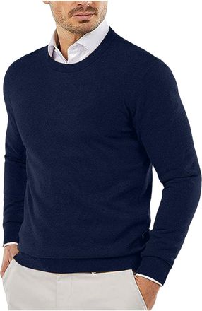 Generic Mens Casual Crew Neck Sweaters Regular Fit Sweater Warm Slim Pullover Long Sleeved Work Jumper Classic Premium Sweatshirts Plain Seasonal Winter Fashi