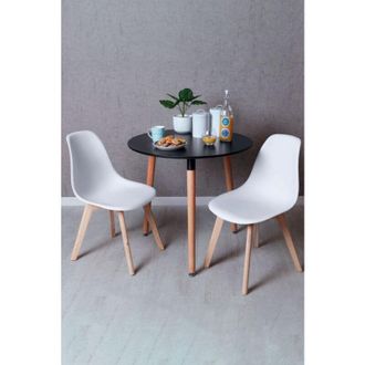 Regalos Miguel Regalos Miguel - Black Friday - Conjunto Mesa Tower Redonda 80 cm Negra y Pack 2 Sillas Kelen - Blanco