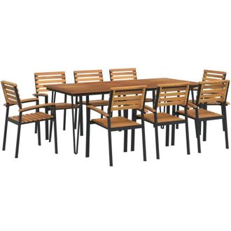 vidaXL Juego De Comedor De Jard&iacute;n 9 Pzas Madera Maciza Acacia Y Metal Vidaxl