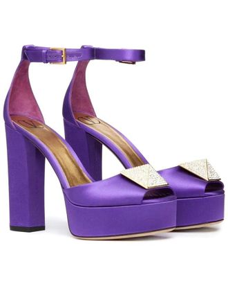 Valentino One Stud Leather Platform Sandal