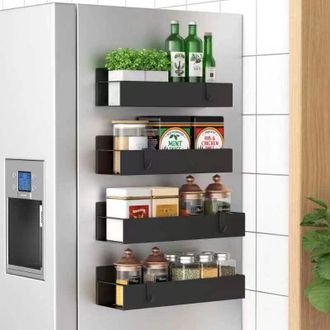 OEM Estante Para Especias, Juego De 4 Estantes Magn&eacute;ticos Para Especias Para Refrigerador, Estantes De Almacenamiento Para La Organizaci&oacute;n Y El Almacenami
