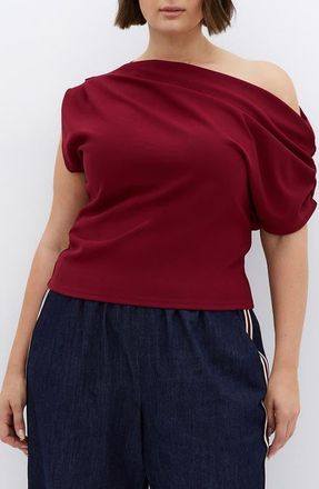 City Chic Imani One-Shoulder Top in Cherry at Nordstrom