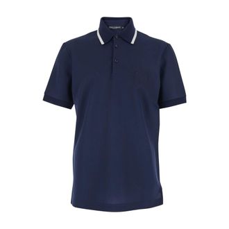 Dolce & Gabbana Polo Shirts, male, Blue, Size: 2XL Emroidered-logo Polo Shirt