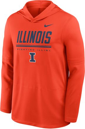 Nike Illinois Sideline Nike Mens Dri-FIT College Long-Sleeve Hooded Top in Orange | IV7810-891