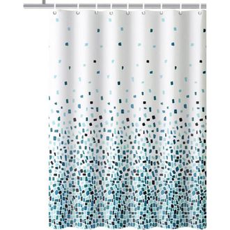 OEM Cortina De Ducha Con Dise&ntilde;o De Mosaico Azul (unidad Individual), Para Ba&ntilde;era Y Ba&ntilde;o, Lavable, Resistente Al Moho Y Antibacteriana - Crezuo