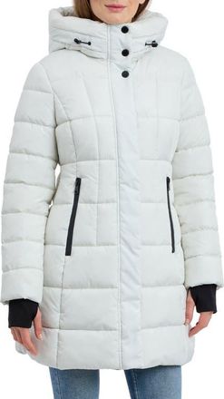 London Fog Fitted Puffer Coat in Marble at Nordstrom, Size X-Large