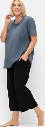 Sheego Schlupfhose SHEEGO, Damen, Gr. 44, Normalgr&ouml;ssen, schwarz, 70% Viskose, 26% Polyamid, 4% Elasthan, unifarben, Hosen Schlupfhose