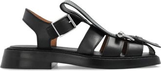 Alexander McQueen T-Bar Fisherman Sandaal - Dames - Sandalen - Zwart - 36 EU - Leer - Schoenen