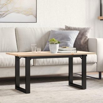 vidaXL Vidaxl - Mesa De Centro Marco O Madera Maciza Pino Y Acero 90x40x35 Cm