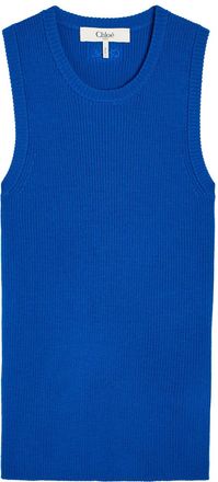Chlo&eacute; Ribbed Wool Tank top - Blue - S (UK8-10 / S)