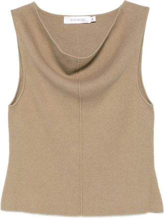 Aya Muse Off Shoulder Seam Top - Dames - Tops zonder mouwen - Beige - XS - Katoen - Tops