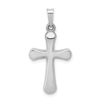 Diamond2Deal 14k White Gold Polished Rounded Cross Pendant