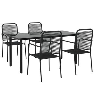 Berkfield Home Elegant 5 Piece Garden Dining Set Black Cotton Rope & Steel