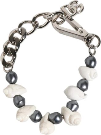 Dolce & Gabbana Beaded Shell DG Logo Hanger Armband - unisex - Armbanden - Grijs - ONE Size - Accessoires