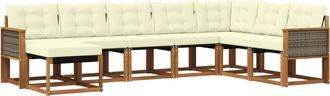vidaXL Conjunto De Sof&aacute;s De Exterior 8 Uds. Natural Y Crema Vidaxl