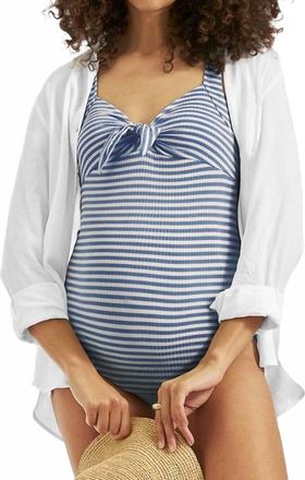 Ripe Dune Striped Swimsuit In Washed Indigo