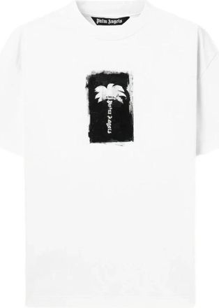 Palm Angels Brushed Palm Tree Regular T-Shirt - Heren - T-shirts - Wit - S - Katoen - Tops
