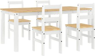 vidaXL Vidaxl - Juego De Comedor Panama 5 Pzas Madera Maciza De Pino Blanco