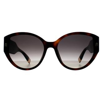 Furla Cat Eye Womens Shiny Dark Havana Smoke Grey Gradient SFU784 - Brown - One Size