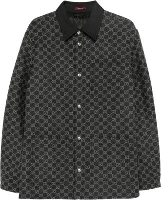 Gucci Jack met monogram-patroon en knopen - Zwart