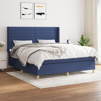 vidaXL Cama Box Spring Con Colch&oacute;n Tela Azul 160x200 Cm Vidaxl