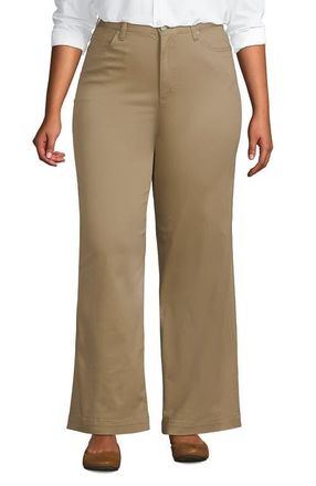 Lands End High Rise 5 Pocket Wide Leg Chino Pants in Desert Tan at Nordstrom, Size 26W
