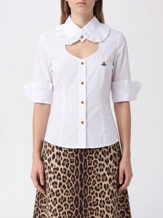 Vivienne Westwood Camicia Toulouse Frill in cotone con cut-out e logo Orb ricamato