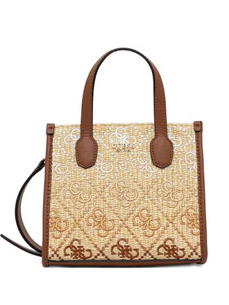 Guess Co logo-lettering tote bag - women - Raffia - OS - Brown