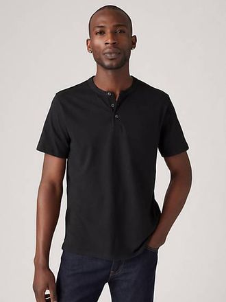 Levi's Short Sleeve Housemark Henley - Mens - XL - Black