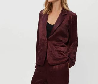 Michael Stars Paula Hammered Satin Blazer In Beetroot