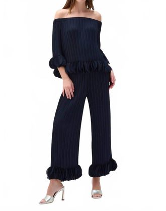 Joseph Ribkoff Lightweight Pleated Wide Leg Pants In Midnight Blue