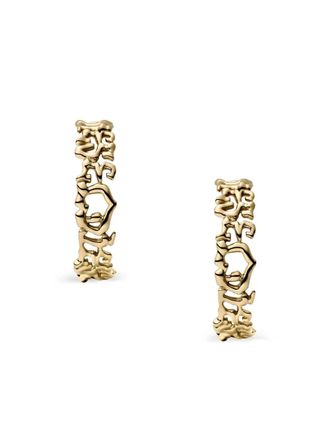 Diesel logo hoop earrings - unisex - stainless steel - One Size - Gold