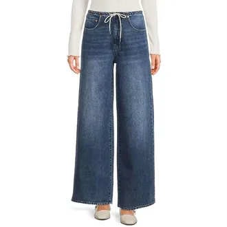 Daze Madison Mid Rise Wide Leg Jeans In Blue