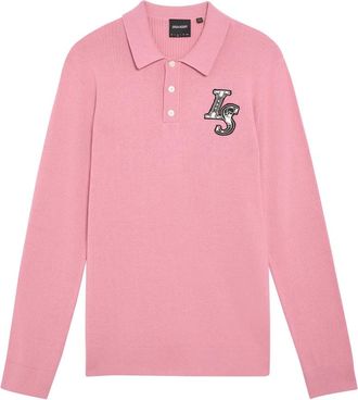 Lyle & Scott Truien & Vesten, Heren, Roze, XL, Mid Knits Deco Patch Lange Mouw Gebreide Polo