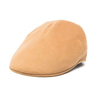 Borsalino Leather Brown Flat Peak Hat