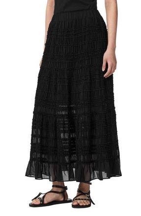 AllSaints Lotus Tiered Maxi Skirt in Black at Nordstrom, Size 10 Us