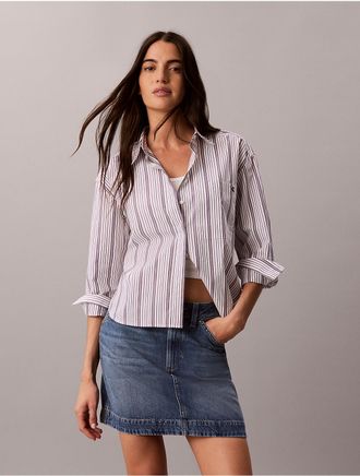Calvin Klein Jeans Calvin Klein Womens Cotton Poplin Boxy Button-Down Shirt - Purple - XS